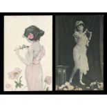 A collection of approximately 277 postcards of glamour interest, including printed artist