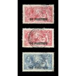 Two albums of Great Britain stamps overprinted for British Levant, including 1913 Seahorses up to