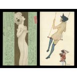 A collection of 38 Art Nouveau and Art Deco postcards, the majority by Raphael Kirchner.