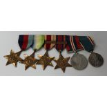 A group of six Second World War period medals attributed to Arthur Burnham, comprising a 1939-45