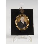 E. Tayler - Oval Miniature Portrait of an Elderly Gentleman wearing a Buttonhole, watercolour,