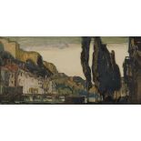 Frank Brangwyn - 'Namur', watercolour and ink, signed with monogram recto, titled Fine Art Society