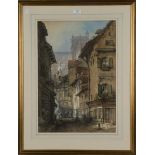 Thomas Coleman Dibdin - Durand Street, Bruges, watercolour, signed and dated 1876, 54cm x 37cm,