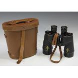 A pair of 7x50 prismatic binoculars by REL, Canada, dated 1944, with individual eyepiece focusing (