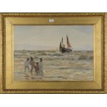 Charles Sim Mottram - Return of the Penzance Fishing Boat PZ 417, watercolour heightened with