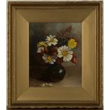 E.W. Elworthy - Still Life Study of Daisies in a Vase, oil on canvas, signed, 25cm x 21cm, within