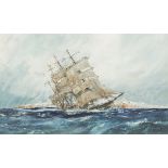 Charles Dixon - Study of a Clipper in Choppy Waters, watercolour and gouache, signed and dated '