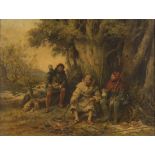 Frank Moss Bennett - Robin Hood and his Merry Men cooking Fish on a Camp Fire in Sherwood Forest,