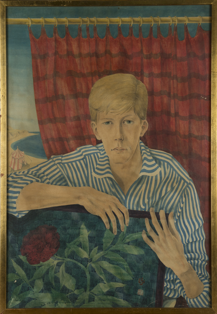 Clarence Wilson - Portrait of a Young Man, possibly Christian Dyall, wearing a Striped Shirt,