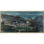 Michael D. Barnfather - Coastal Village, signed and dated '65, 60cm x 120.5cm, within a white