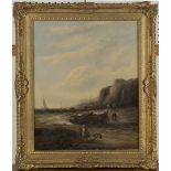 E.W. Rogers - Continental Coastal View, oil on canvas, signed, 52cm x 42cm, within a gilt