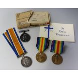 A 1914-18 British War Medal and a 1914-19 Victory Medal to '18323 Cpl.W.Hearl. Hamps.R.', with the