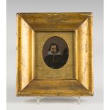 Spanish School - Oval Miniature Portrait of a Gentleman with Ruff Collar, oil on copper panel, 6cm x
