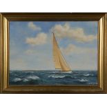 N. Herold - Yacht sailing off the Isle of Wight, 20th century oil on board, signed, 39.5cm x 55cm,