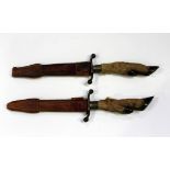 A pair of early 20th century hunting knives, blade length 15cm, blades marked 'D. Peres,
