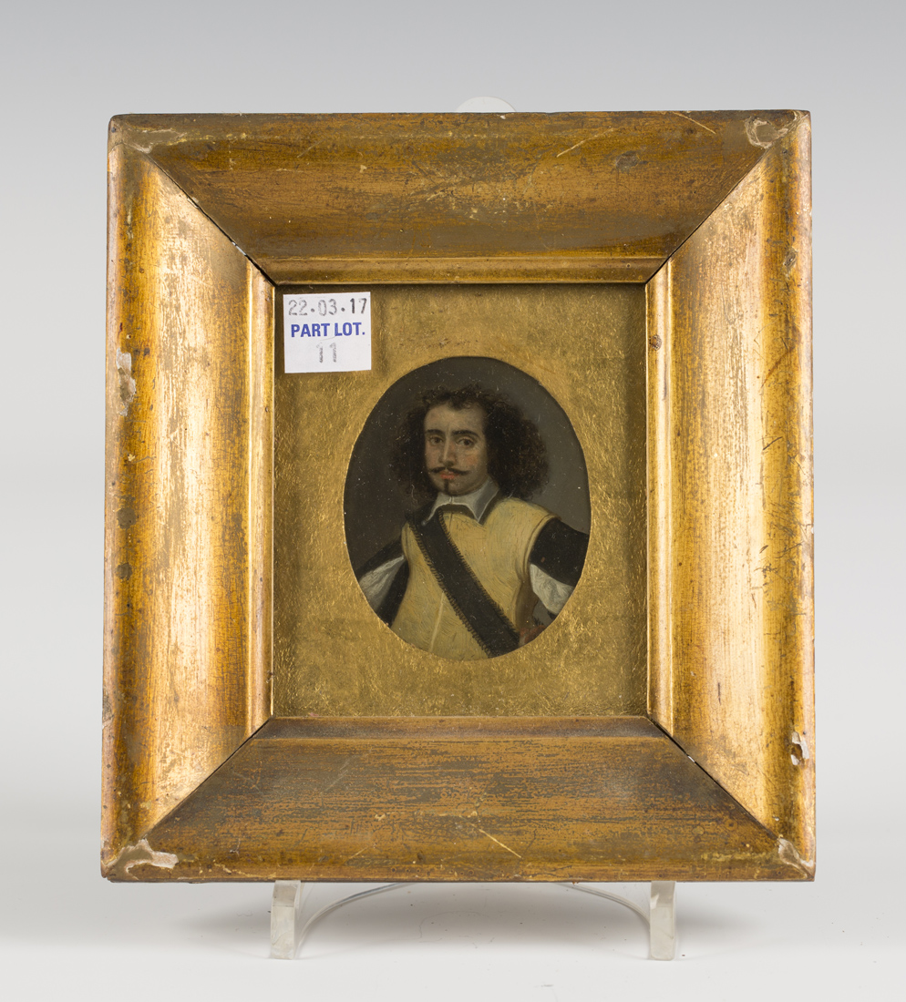 Spanish School - Oval Miniature Portrait of a Gentleman with Ruff Collar, oil on copper panel, 6cm x - Image 3 of 4