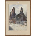 Reginald George Haggar - 'Acme Marls, Bournes Bank, Burslem' (View of the Kilns), watercolour,