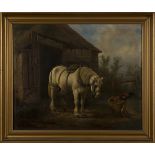 Hillyard - Horse outside a Stable, oil on canvas, signed, 41.5cm x 51cm, within a gilt frame.