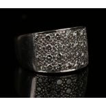 A white gold and diamond ring, mounted with four rows of circular cut diamonds, detailed '585', ring