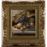 Oliver Clare - Still Life Study of Fruit on a Ledge, a pair of oils on board, both signed, each 19.