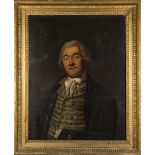 British School - Half Length Portrait of a Gentleman wearing a Striped Waistcoat, 19th century oil