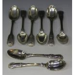 A pair of George IV silver King's pattern teaspoons, London 1820 by Solomon Royes, another similar