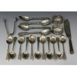 A set of four Victorian Scottish silver Fiddle pattern teaspoons, Edinburgh 1834 by John Wilke, a