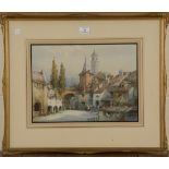Noel Harry Leaver - Dutch Market Square, early 20th century watercolour, signed, 27cm x 36.5cm,