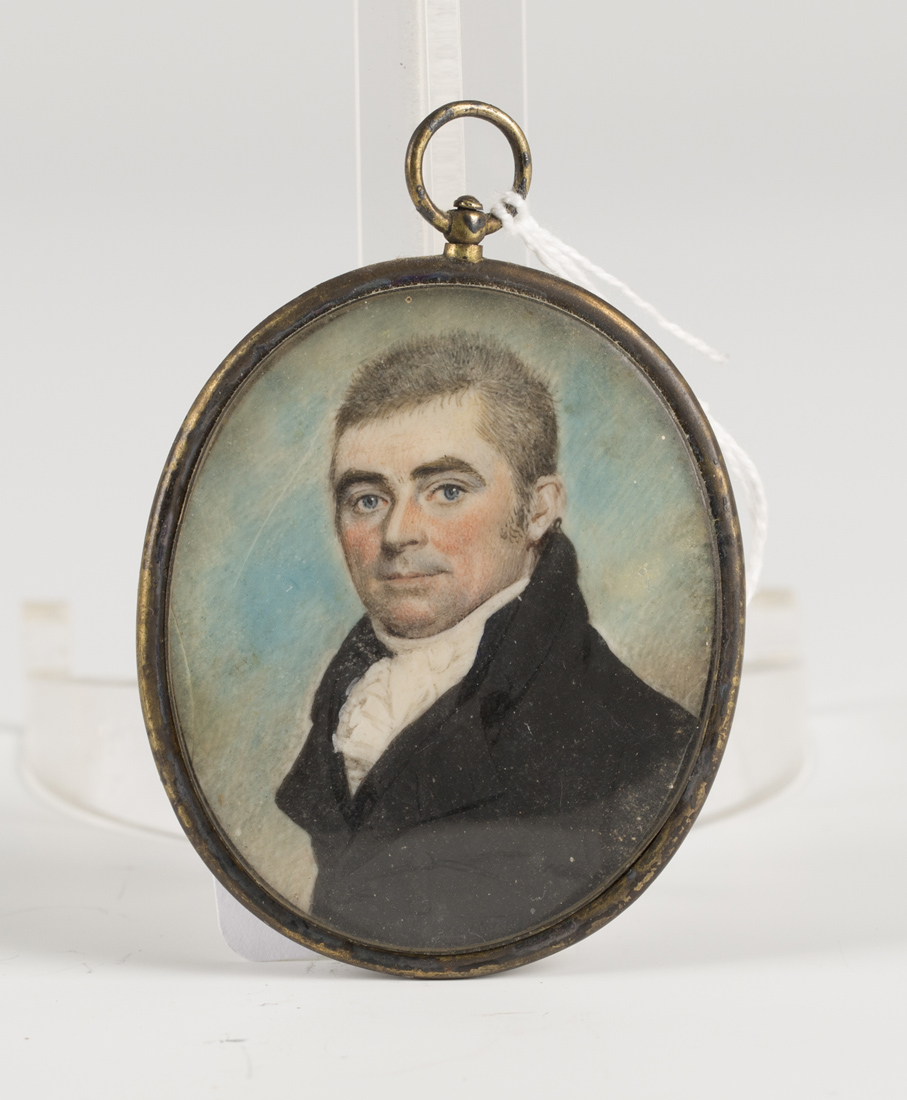Follower of George Engleheart - Oval Miniature Portrait of a Gentleman with a Sky background,