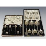 A set of six silver dessert spoons with pierced foliate terminals, Sheffield 1931 by Cooper Brothers