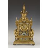 A late 19th century French ormolu and champlevé enamel table clock, of large proportions, with eight