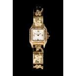 A Cartier Panthere 18ct gold and diamond lady's bracelet wristwatch, the signed mother-of-pearl