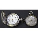 A European keywind hunting cased pocket watch, the gilt fusee movement detailed to the back plate '