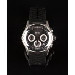 An Ebel Automatic Calibre 126 steel gentleman's chronograph wristwatch, the signed circular black