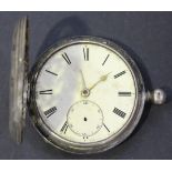 A silver keywind hunting cased gentleman's pocket watch, with a fusee lever movement, numbered '