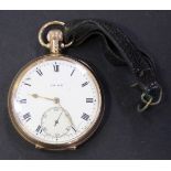 A Prima 9ct gold cased keyless wind open-faced gentleman's pocket watch, with a signed jewelled