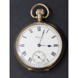 A 9ct gold cased keyless wind open-faced gentleman's pocket watch, the jewelled lever movement