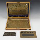 Two late 19th century brass wall plaques, inscribed 'National Deposit (Approved) Friendly Society