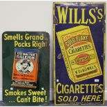 An enamel advertising sign for 'Wills's Cigarettes', depicting a packet of Gold Flake, 91cm x