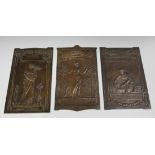 Sir William Hamo Thornycroft - a group of three early 20th century brown patinated cast bronze