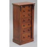 A Victorian mahogany Wellington chest of seven drawers, raised on a plinth base, height 101cm, width