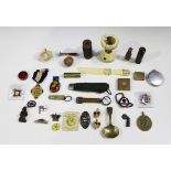 A group of collectors' items, including two agate desk seals, a 19th century ivory paperknife and