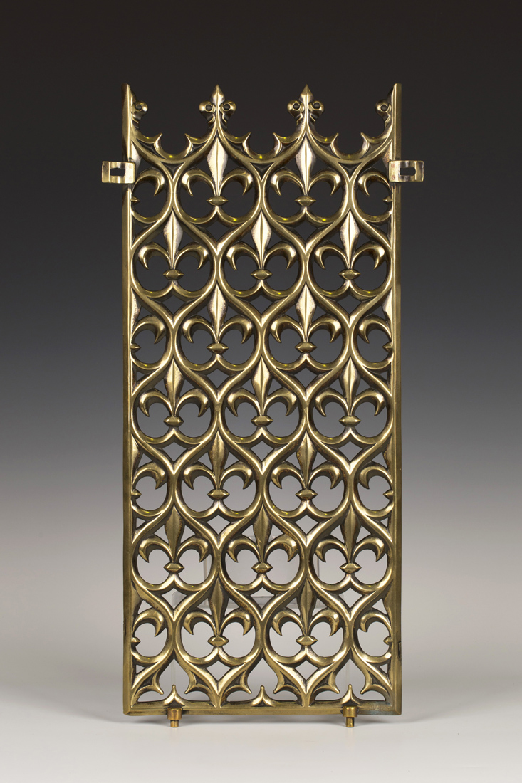 A Victorian Gothic Revival cast brass door grill, designed by Augustus Welby Northmore Pugin and