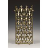 A Victorian Gothic Revival cast brass door grill, designed by Augustus Welby Northmore Pugin and