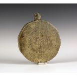 A Derek Davis studio pottery stoneware moon flask, decorated in a bluish-grey ash glaze, 1970s,