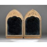 A pair of late 19th century Gothic Revival ecclesiastical lancet arched panels, converted to wall