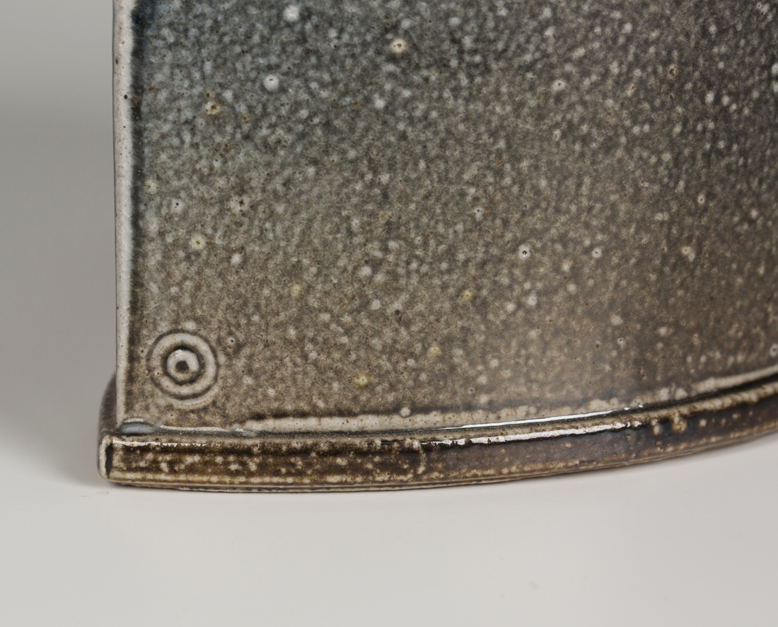 A Walter Keeler studio pottery salt glazed stoneware jug of oval outline with elongated spout, - Image 3 of 3