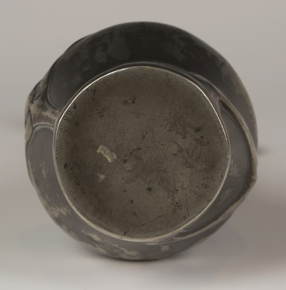 An early 20th century Arts and Crafts pewter tappit lid ewer, possibly Continental, the slender - Image 2 of 2