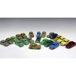 A collection of Dinky Toys cars, comprising six No, 40b Triumphs, four No. 40a Rileys, six No. 40e