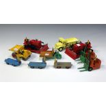 A small collection of Dinky Toys and Supertoys commercial and construction vehicles, including three